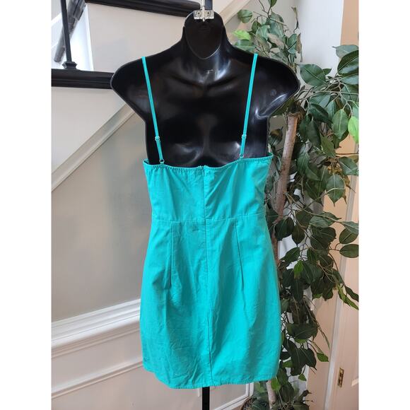 Pink Lily Dress Womens XS Teal Sleeveless Mini Fringe Trim Slit Party Summer - Picture 4 of 10